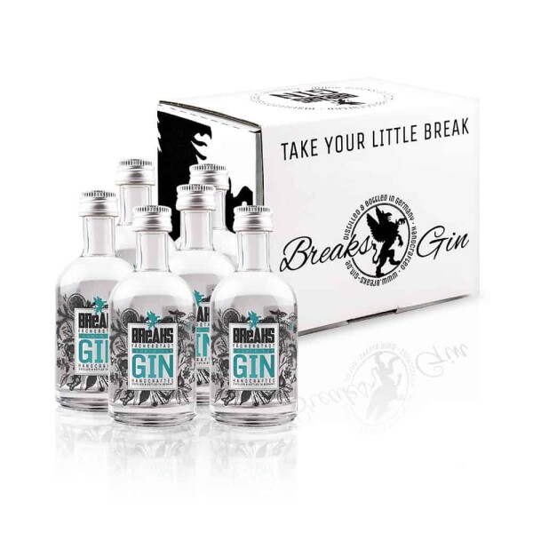 6x Little Breaks Premium Dry Gin handcrafted bottle 50ml | Breaks Gin Manufaktur