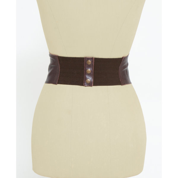 Elastic dark brown leather corset belt | JUAN-JO gallery