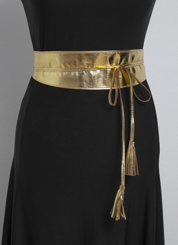 Gold leather obi belt with tassels. All sizes | JUAN-JO gallery