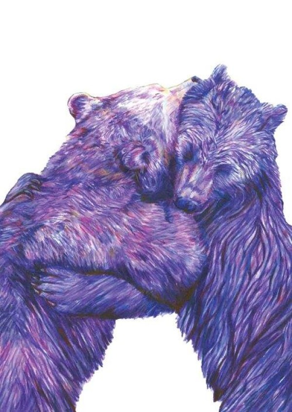 Bear Hug - signed gesso print | Jam Art Factory