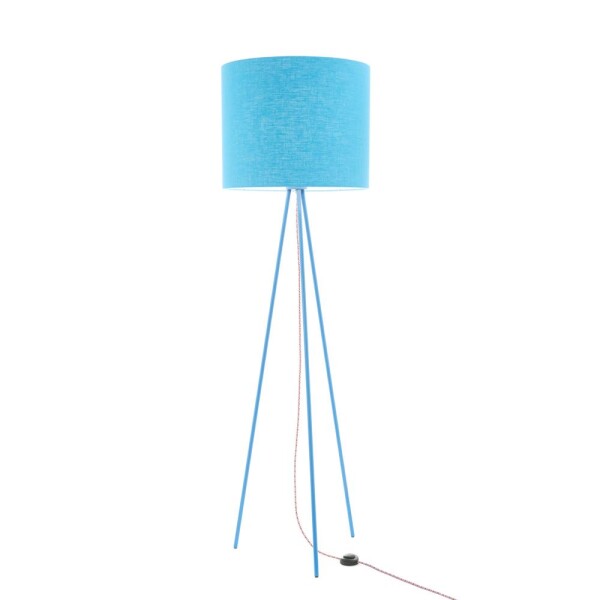 Hygge floor lamp Linum 130cm Blue linen shade textile cable | lumbono