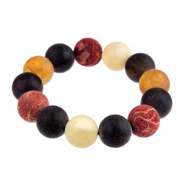 Colorful natural amber and coral bracelet 