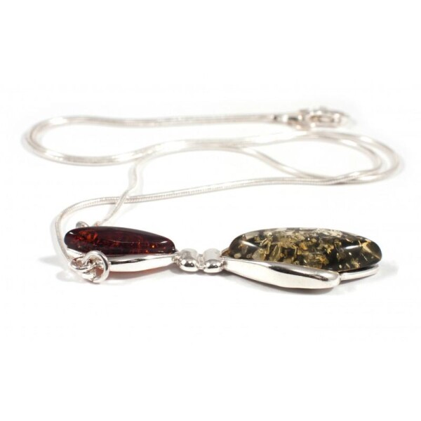Silver necklace with amber 