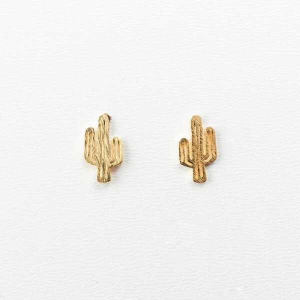 Earrings with cactus motif gold plated | Perlenmarkt