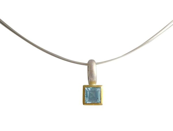 Necklace 925 silver gold-plated topaz blue 11mm | Gemshine Schmuck