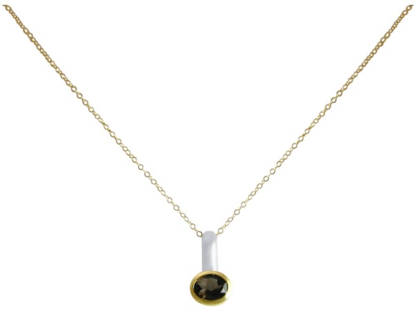 Necklace Pendant 925 Silver Gold Plated Smoky Quartz Brown | Gemshine Schmuck