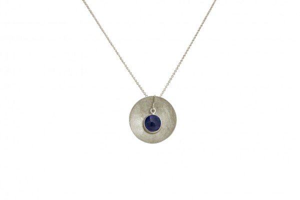Necklace Pendant 925 Silver Shell Geometric Design Sapphire Blue 45 cm | Gemshine Schmuck