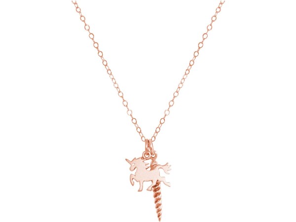 Necklace with unicorn and horn: Pendant made of 925 silver on a 45 cm long necklace. Gold plated, Rose gold plated. , Metal color silver: silver rose gold plated | Gemshine Schmuck