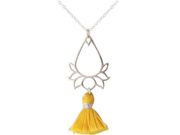 Necklace pendant 925 silver lotus flower tassel golden yellow YOGA 45 cm | Gemshine Schmuck