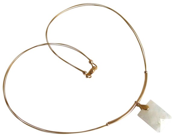 Necklace Pendant Gilded Moonstone White 45 cm | Gemshine Schmuck