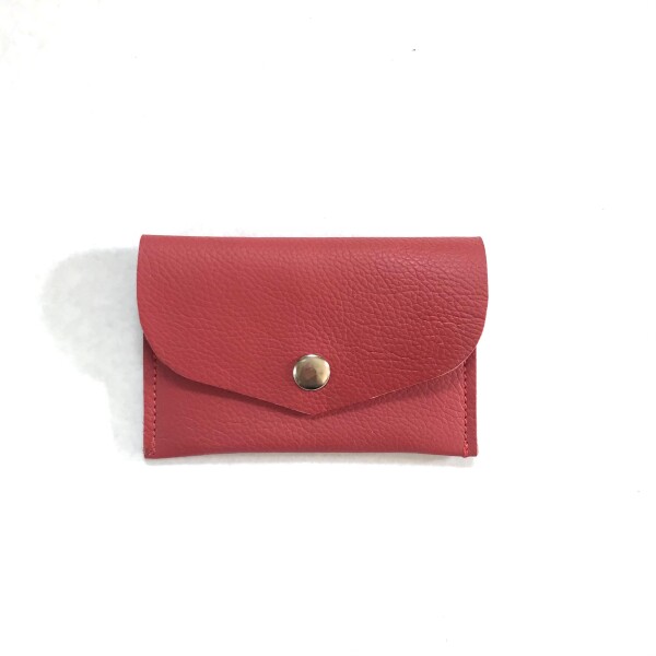 Business card holder made of upcycling red leather, lined with leather | iwee upcycling ledermanufaktur