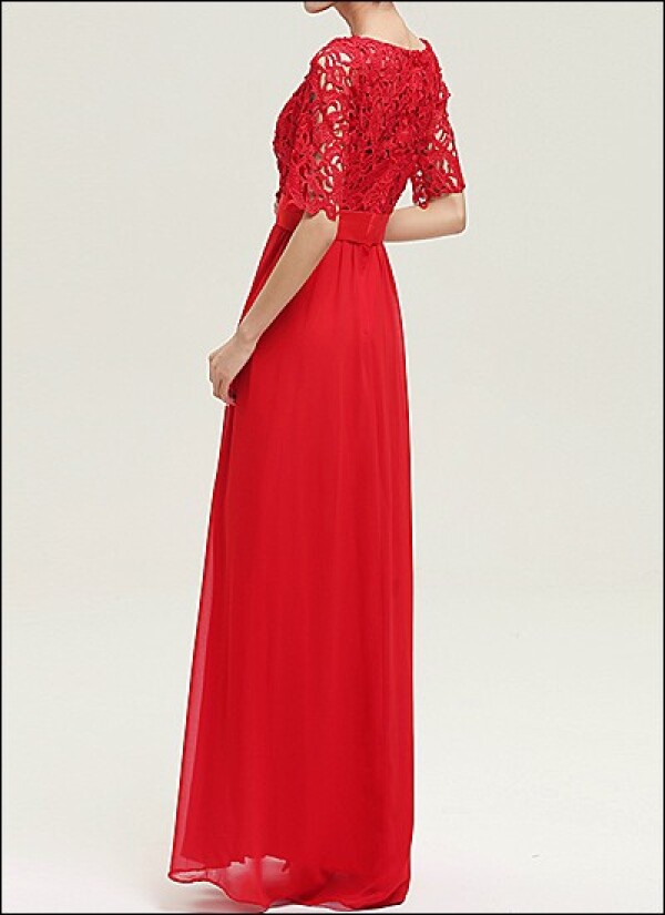 Red evening dress with sleeves | Lafanta | Braut- und Abendmode