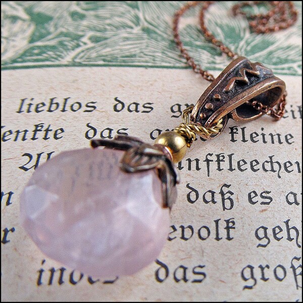 Delicate gemstone necklace with a genuine rose quartz | Carol and Me