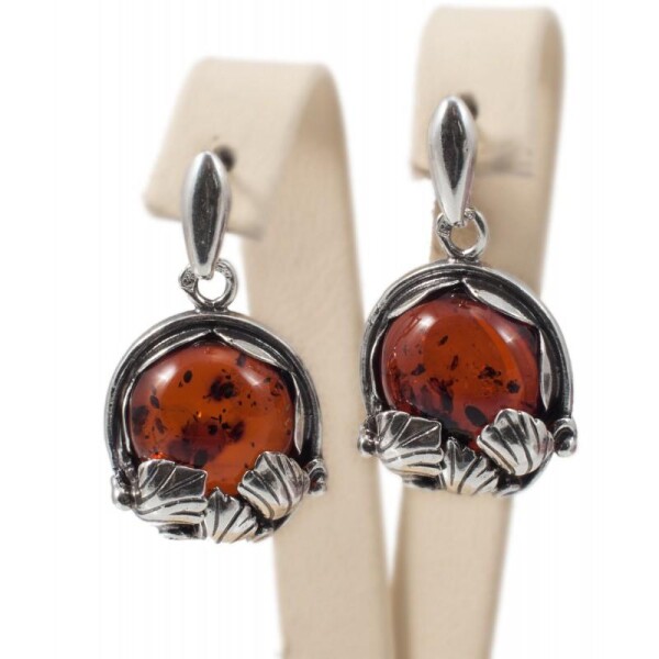 Silver earrings with cognac amber | BalticBuy
