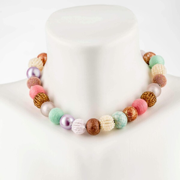 Short Pearl Necklace New Bowls Fusion made of a fine material mix | Perlenmarkt