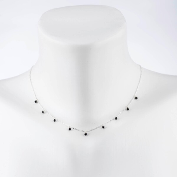 Short necklace with black crystal pendants silver plated | Perlenmarkt