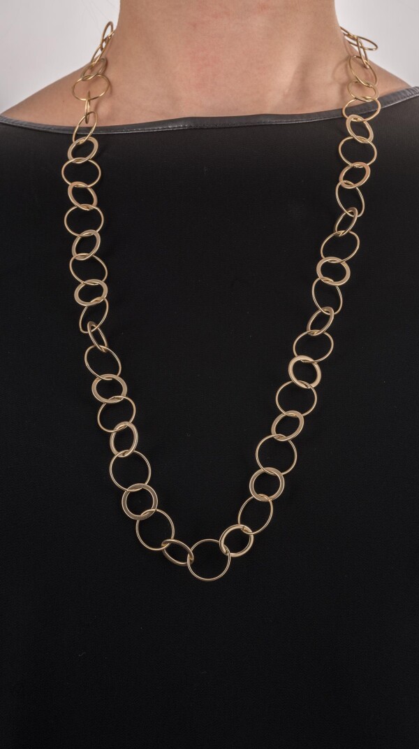 Lange Charmkette Gliederkette mir runden Gliedern 80cm vergoldet | Perlenmarkt