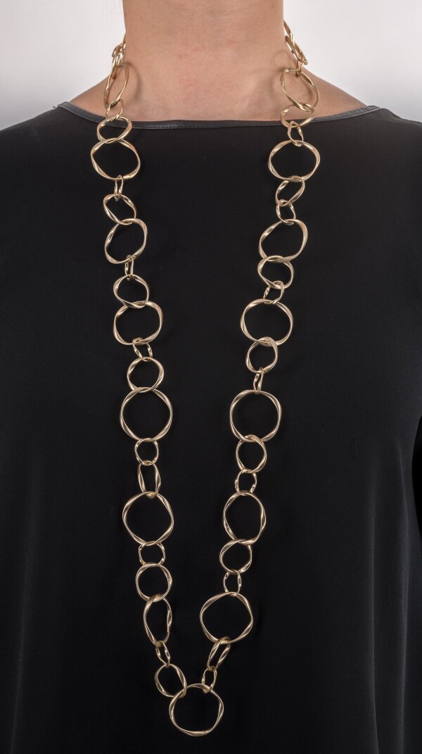 Long charm chain Link chain 110cm with twisted round links gold plated | Perlenmarkt
