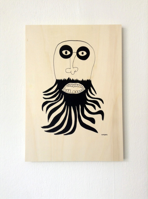 Ray Moore - Beardy - silkscreen print on poplar plywood | SITFLIP