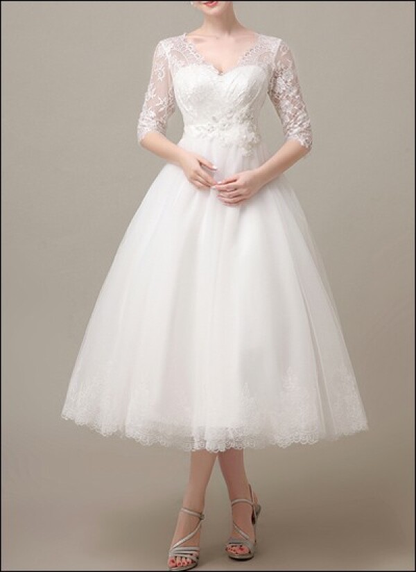 50s wedding gown with lace sleeves  | Lafanta | Braut- und Abendmode