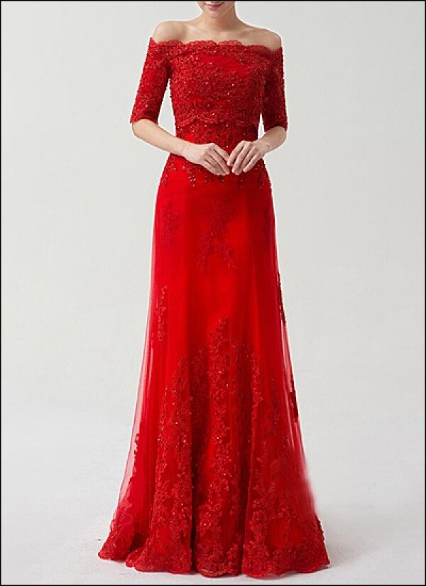 Red wedding dress lace with applications | Lafanta | Braut- und Abendmode