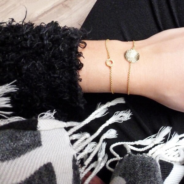 Armband mit Scheiben Motiv gewellt mattiert vergoldet | Perlenmarkt