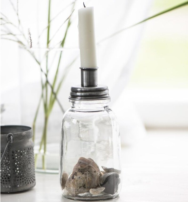 Ib Laursen Stab Kerzenhalter Silber mit Glas | Ambiente lifestyle & deko 