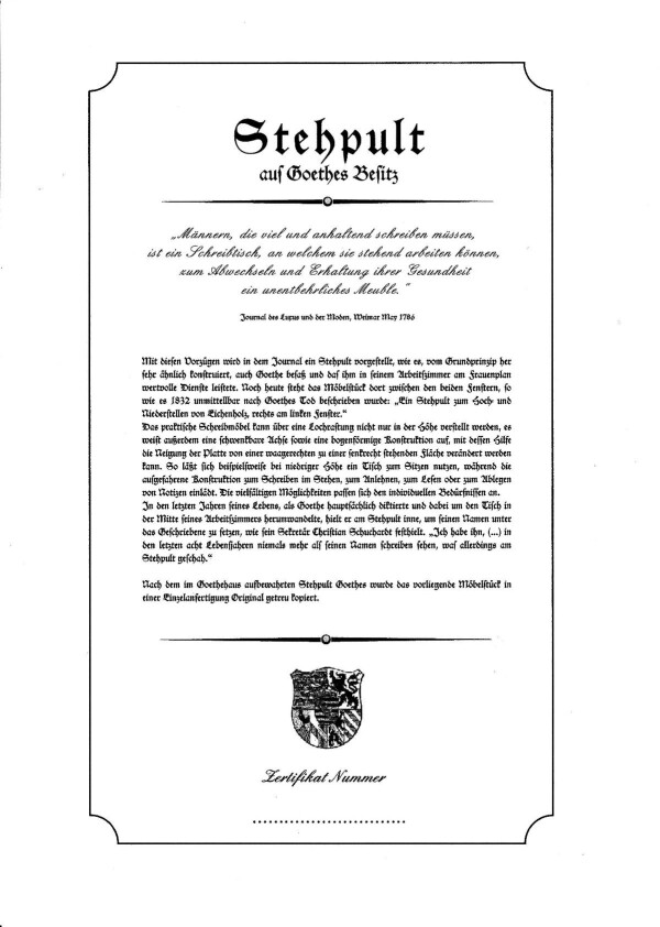 Goethes Schreibpult, Original-Replik | Weimarer Klassiker