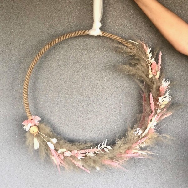 Flower Hoop in XL rosa beige ivory Trockenblumenkranz dried flower hoop | Flower Pearl