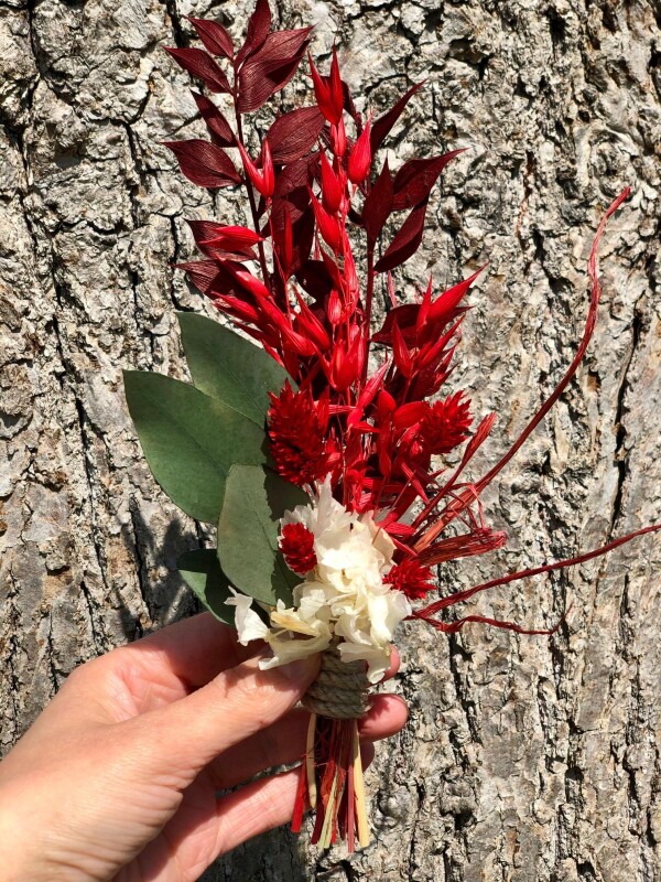 Trockenblumenstrauß weinrot ivory grün in 3 Größen - Brautstrauß dried flower bridal bouquet | Flower Pearl