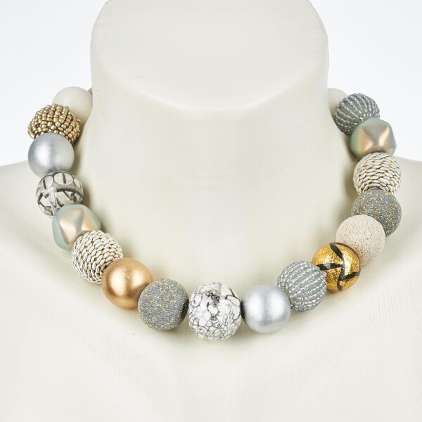 Kurze Perlenkette Bollywood Granit aus edlem Materialmix | Perlenmarkt