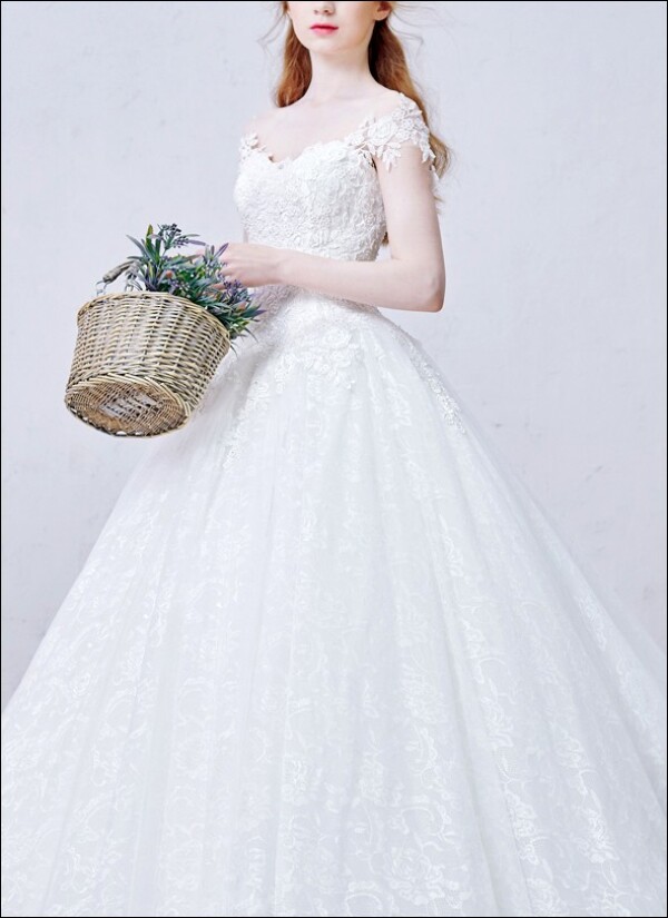 Prinzessin Brautkleid aus Spitze mit Ärmelchen | Lafanta | Braut- und Abendmode
