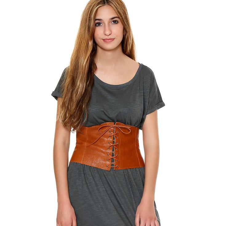 Brown corset leather belt